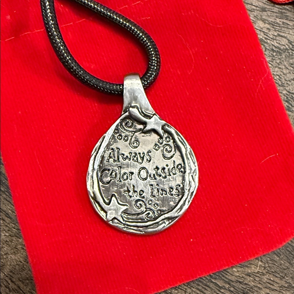 Silver Pendant Necklace with Inspirational Quote - Picture 2 of 5